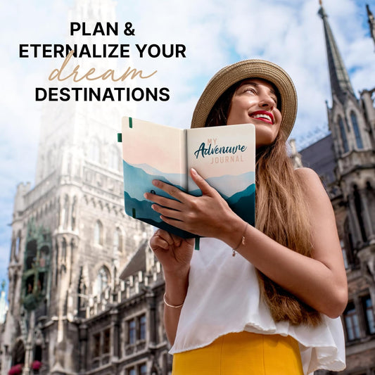 3-in-1 My Adventure Book Travel Journal, Travelers Notebook, Scrapbook & Bucket List Gift for People Who Travel Cruise & Camping Planner Diary