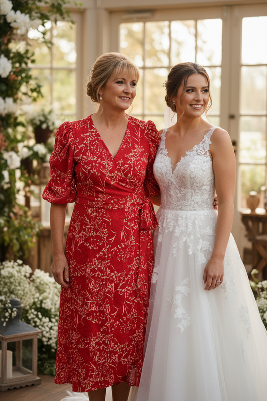 Next Red Floral Crinkle UK 20 Tall Wrap Design Formal Casual Midi Dress