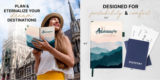 3-in-1 My Adventure Book Travel Journal, Travelers Notebook, Scrapbook & Bucket List Gift for People Who Travel Cruise & Camping Planner Diary