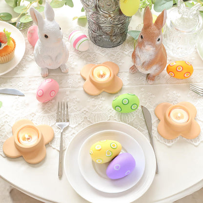 3 Terracotta Ceramic Tea Light Holders Decorative Morandi Design for Table Display